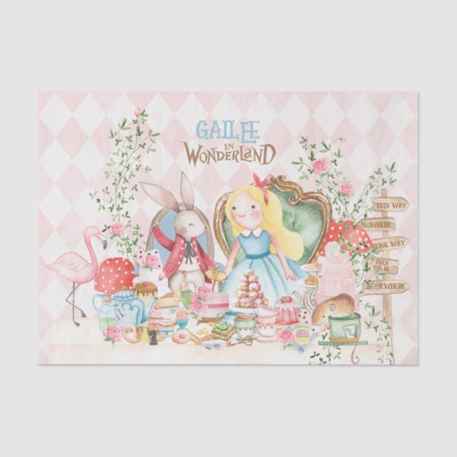 Alice Adventures in Woderland Birthday Tee Party Seidenpapier (Vorderseite)