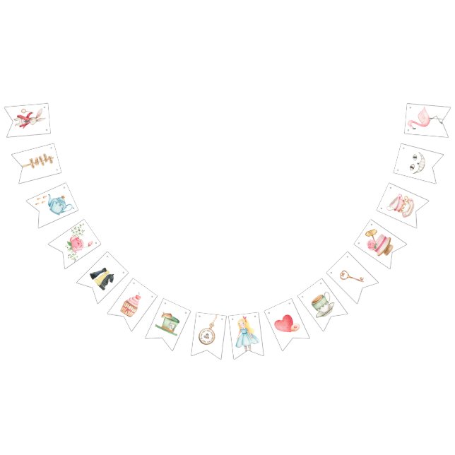 Alice Adventures in Woderland Birthday Tee Party Wimpelkette (Alle)