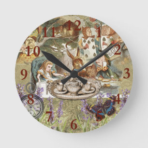 Alice Adventures in Wonderland Mad Tea Party Runde Wanduhr