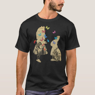 Alice &Amp; The Rabbit - Vintages Wunderland-Buch T-Shirt