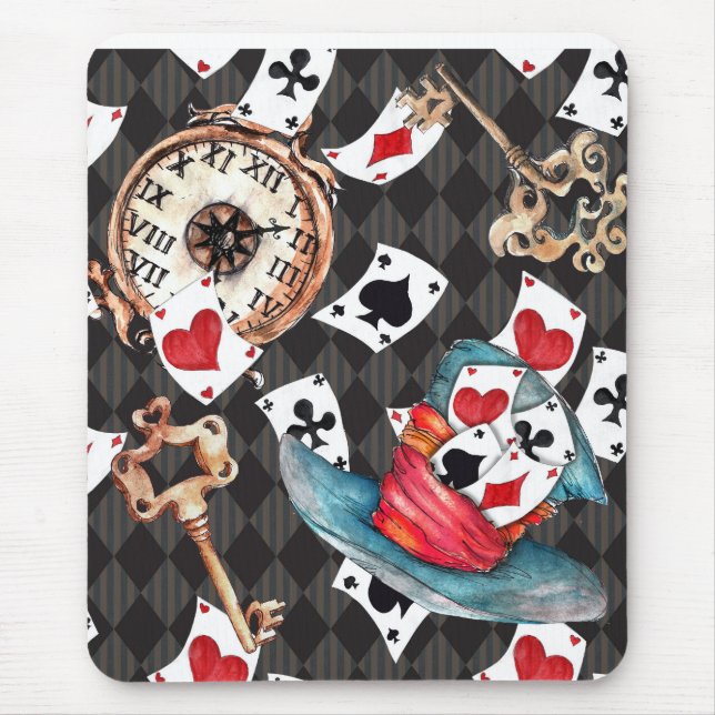 Alice an Wonderland Mousepad with Clock, Key Cards (Vorne)