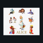 Alice and Friends in Wonderland Postkarte<br><div class="desc">Alice und Freunde in Wunderland,  einschließlich der Königin der Herzen,  Mad Hatter,  Raupe,  die Herzogin und mehr.</div>