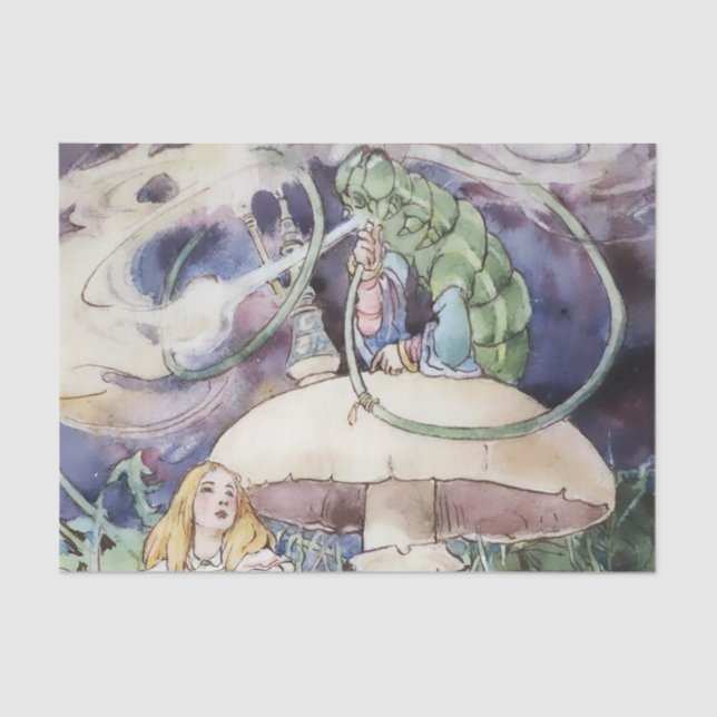 "Alice and the Raupe" von Alice B Woodward Seidenpapier (Vorderseite)