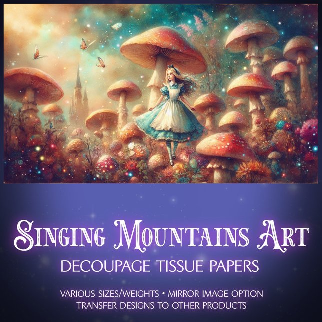 Alice and Whimsical Mushrooms Wonderland Decoupage Seidenpapier (Von Creator hochgeladen)