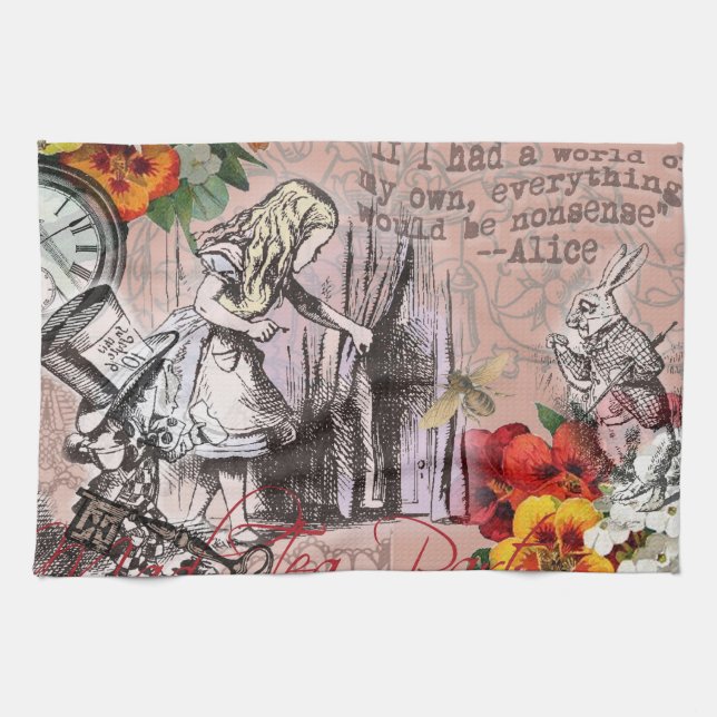 Alice Art Abenteuer Illustration Wunderland Handtuch (Horizontal)