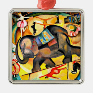Alice Bailly - Der Elefant, feine Kunstmalerei, Ornament Aus Metall