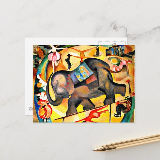 Alice Bailly - The Elephant, Fine Art Malerei Postkarte (Vorderseite/Rückseite Beispiel)