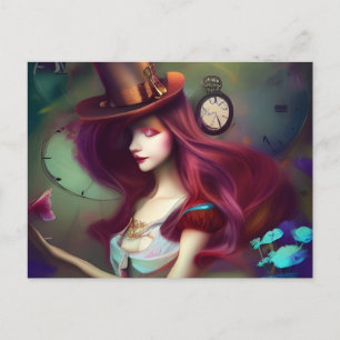 Alice Behaltend Time AI Generated Art Postcard Postkarte