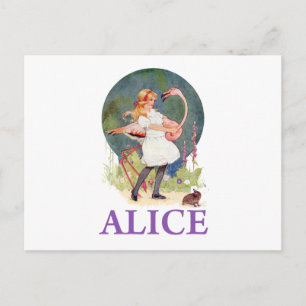 ALICE BEREITET SICH AUF DAS FLAMINGO-CROQUET-SPIEL POSTKARTE