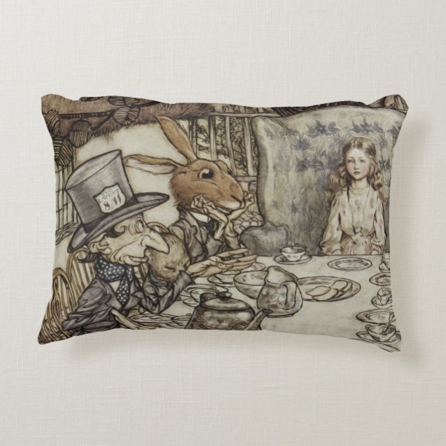 Alice Birthday UnGeburtstag Rabbit Hatter Party Dekokissen (Rückseite)