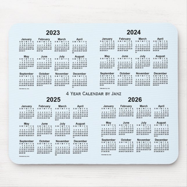 Alice Blue 4 Year Calendar by Janz 2023-2026 Mousepad (Vorne)