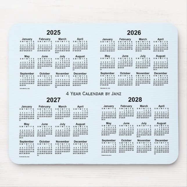 Alice Blue 4 Year Calendar by Janz 2025-2028 Mousepad (Vorne)
