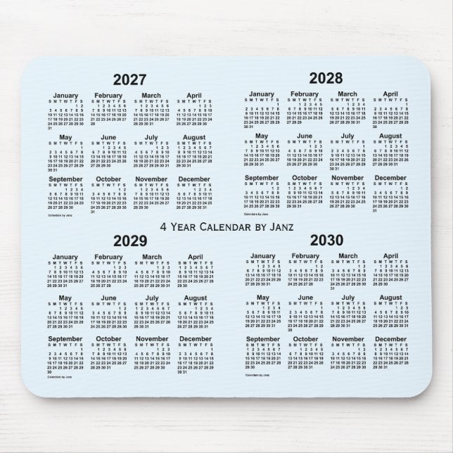 Alice Blue 4 Year Calendar by Janz 2027-2030 Mousepad (Vorne)