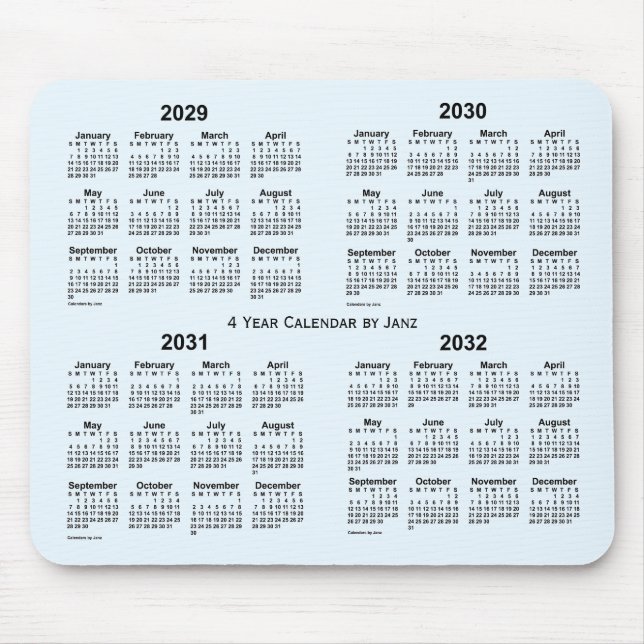 Alice Blue 4 Year Calendar by Janz 2029-2032 Mousepad (Vorne)