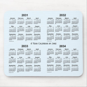 Alice Blue 4 Year Calendar by Janz 2031-2034 Mousepad