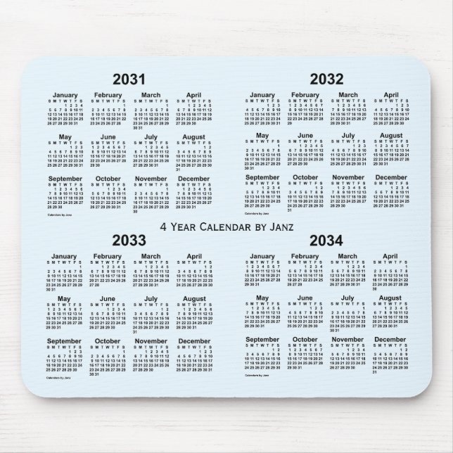 Alice Blue 4 Year Calendar by Janz 2031-2034 Mousepad (Vorne)