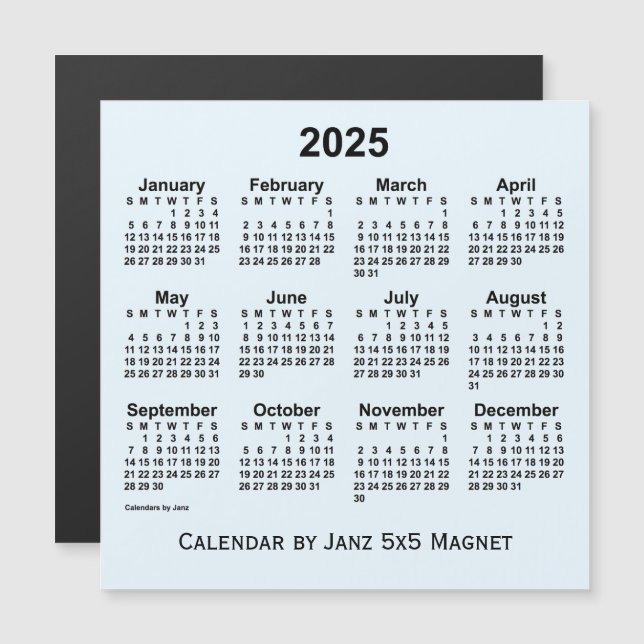 Alice Blue Calendar 2025 von Janz 5x5 Magnet (Vorne/Hinten)