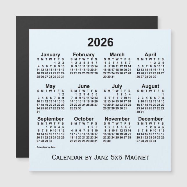 Alice Blue Calendar 2026 von Janz 5x5 Magnet (Vorne/Hinten)