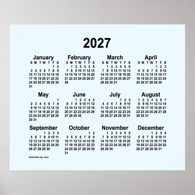 Alice Blue Calendar von Janz Print 2027 Poster (Vorne)