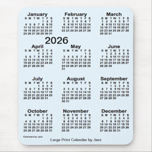 Alice Blue Large Print Calendar von Janz 2026 Mousepad
