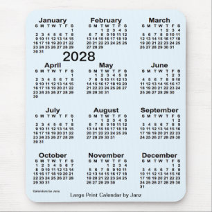 Alice Blue Large Print Calendar von Janz 2028 Mousepad