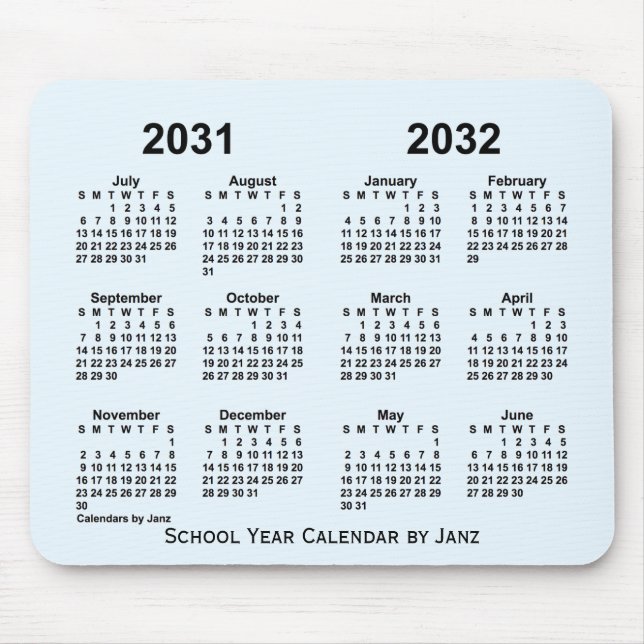 Alice Blue School Year Calendar by Janz 2031-2032 Mousepad (Vorne)
