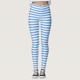 Alice Blue White Stripe Muster Leggings