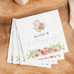 ALICE Blush Bloral Geburtstag Tee Party Brunch Pap Serviette