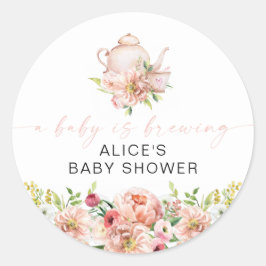 ALICE Blush Floral Baby Brewing Tee Gastgeschenk Runder Aufkleber