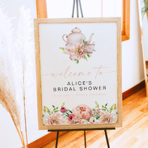 ALICE Blush Floral Hochzeits-Teeparty Brunch Begrü Poster