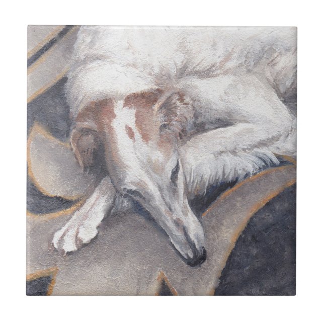 Alice Borzoi Hund Kunstmuseum Fliese (Vorderseite)