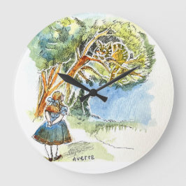 Alice & Cheshire Cat Clock Große Wanduhr