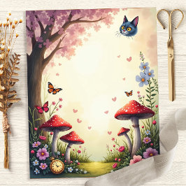 Alice Cheshire Cat Mushroom Garden Scrapbook