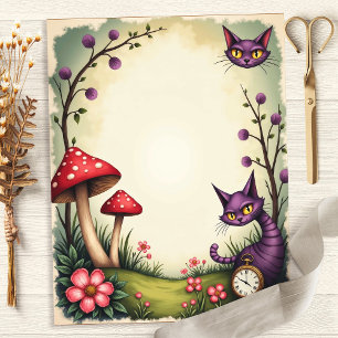 Alice Cheshire Cat Pilz Uhren Scrapbook Papier