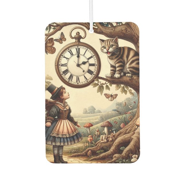 Alice & Cheshire Cat: Whimsical Wonderland Fantasy Autolufterfrischer (Vorderseite)