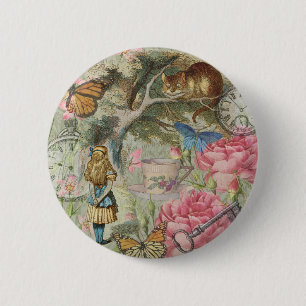 Alice Cheshire Cat Wonderland Baumgarten Button