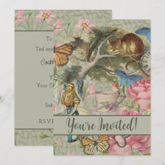 Alice Cheshire Cat Wonderland Tree Garden Einladung