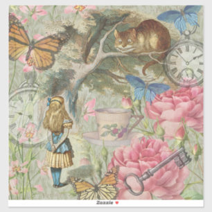 Alice Cheshire Cat Wunderland Baumgarten Aufkleber