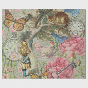 Alice Cheshire Cat Wunderland Baumgarten Geschenkpapier
