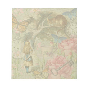 Alice Cheshire Cat Wunderland Baumgarten Notizblock