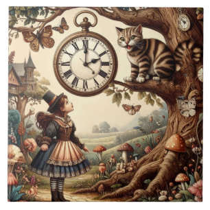 Alice & Cheshire Cat: Wunderliche Wunderland-Fanta Fliese