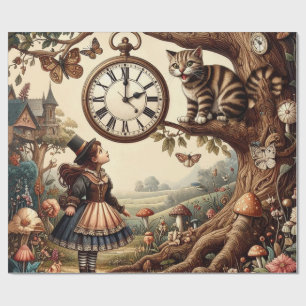 Alice & Cheshire Cat: Wunderliche Wunderland-Fanta Geschenkpapier