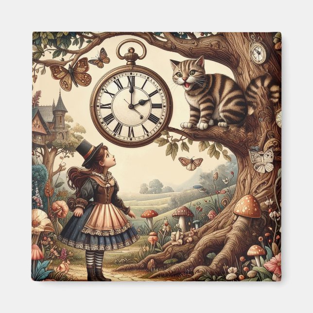 Alice & Cheshire Cat: Wunderliche Wunderland-Fanta Magnet (Vorne)