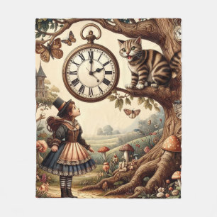 Alice & Cheshire-Katze: Wunderliche Wunderland-Fan Fleecedecke
