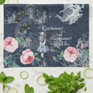 Alice Curioser Wunderland Blau Rosa Küchenhandtuch Geschirrtuch