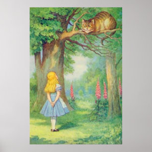 Alice & der Cheshire-Katze Vollfarbe Poster