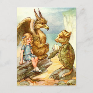 ALICE, DER GREIF UND DIE MOCK-SCHILDKRÖTE POSTKARTE