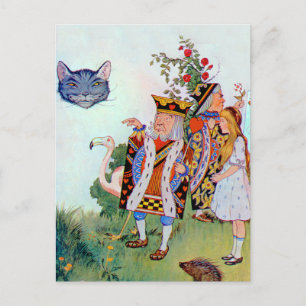 Alice, der Herzkönig & die Grinsekatze Postkarte