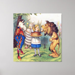 Alice, der Löwe und das Einhorn in Wonderland Leinwanddruck