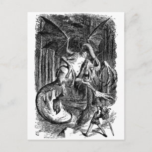 Alice, die das Jabberwocky kämpft Postkarte